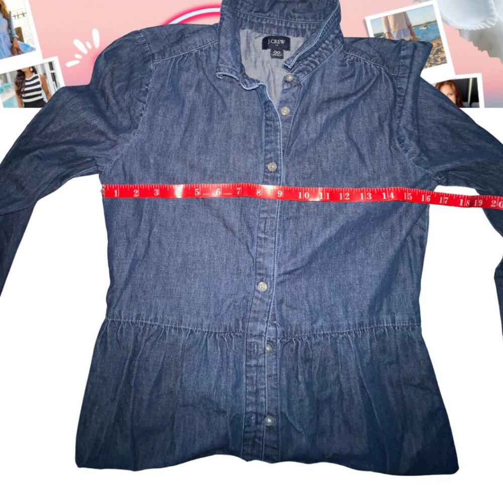 👗 J.Crew Chambray Button-Front Shirt Dress – Size 00 XXS – Denim Blue - Picture 4 of 7